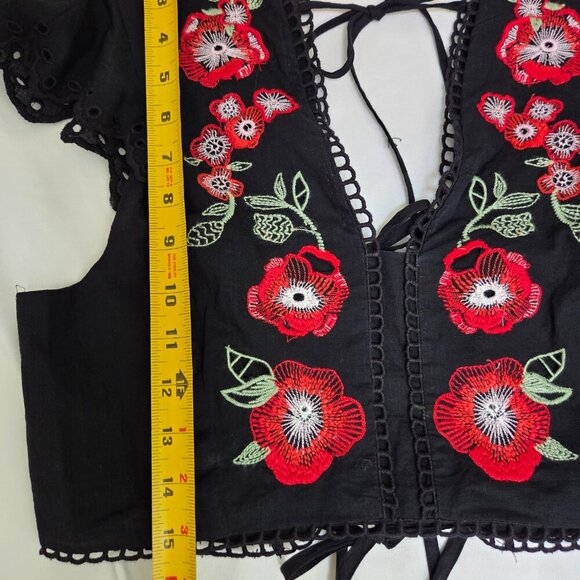 Anthropologie Floral Embroidered Two-Piece Set | Boho Crop Top & Skirt | Size 8 - Picture 11 of 13